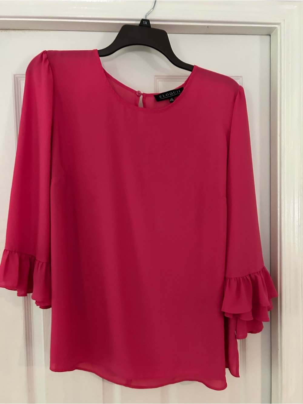 Eloquii Hot Pink Ruffle Sleeve Blouse